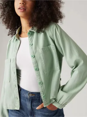 Levi's Tyla Shirt Button Down Collar Blue Surf Green Cotton Lyocell Size Small‎ thumbnail 1