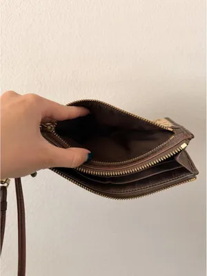 Vintage Brown/Bronze Coach Canvas Wallet Wristlet thumbnail 4
