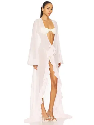 Caroline Constas Charlize Coverup White Womens Size Medium thumbnail 2