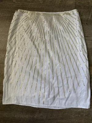 Tory Burch White Sequin Skirt Size 8 thumbnail 6