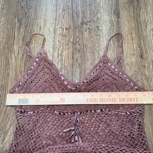 Y2K Faded Glory‎ Brown Silk Crochet Cami Top Womens XL Boho Romantic Vintage thumbnail 10