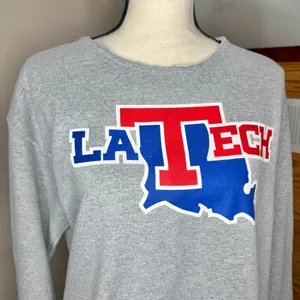 Fanatics LA Tech Louisiana Tech Bulldog Sweatshirt Medium Gray Crewneck Pullover thumbnail 3