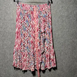 Westport Boho Ikat Print Tiered Ruffle Skirt Rayon Pull‎ On Midi Womens M thumbnail 4