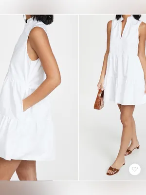 Amanda Uprichard White Sleeveless Tiered Poplin Saffron Dress Medium thumbnail 3