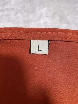 Shein Burnt Orange Satin Cowl Neck Maxi Dress Side Slit Covered Buttons Large thumbnail 9