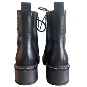 Tory Burch Miller 50mm Black Leather Lug Sole Combat Boots Size 8 thumbnail 4