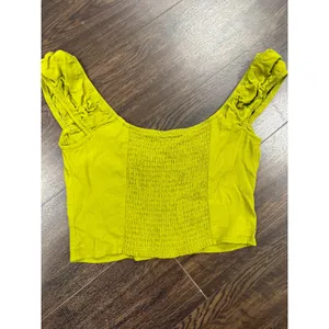 Wild Fable Chartreuse‎ Lime Green Smocked Crop Top - XS thumbnail 3