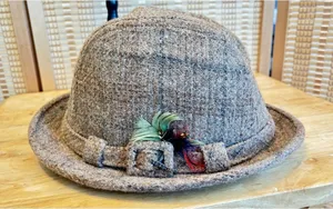 Vintage Stetson Tweed Fedora Hat Cap With Feather Accents Unisex Size 6.5 thumbnail 1