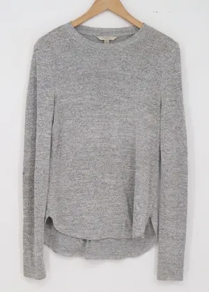 Banana Republic Top Womens XS Luxespun Grey Long Sleeve Curved Hem Excellent thumbnail 1