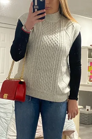 Sincerely Jules mock neck grey sweater vest thumbnail 1