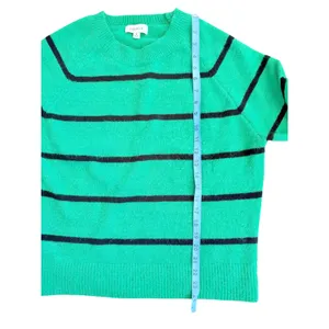 Evereve Thea Green Black Striped Crewneck Sweater Womens Medium Raglan Knit thumbnail 4