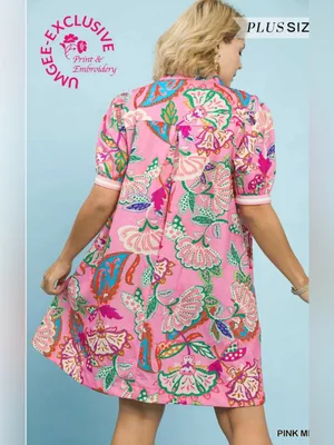 New! Umgee Plus Size Jacquard Paisley Print Puff Sleeve Tunic Dress Size XLarge thumbnail 5