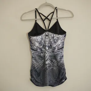 Prana Women Small Grey Mandala Graphic Strappy Racerback Yoga Tank Top Shelf Bra thumbnail 4
