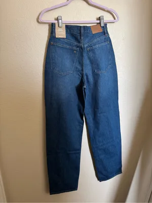 Madewell Baggy Straight‎ Jeans Sz 25 Worn Indigo Wash Dark Wash Hemp Blend NEW thumbnail 9