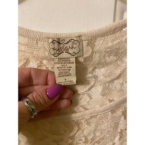 Ivory Eyelash Lace 3/4 sleeve top size Large thumbnail 3