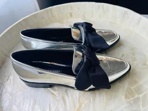 Nine West Silver Patent Weeping Bow Loafers thumbnail 2