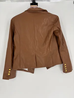 By Anthropologie Faux Leather Blazer brown small thumbnail 4