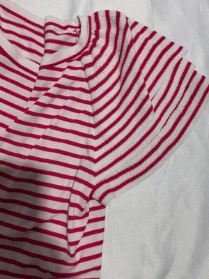 Express White and Hot Pink Striped Crewneck Top thumbnail 3
