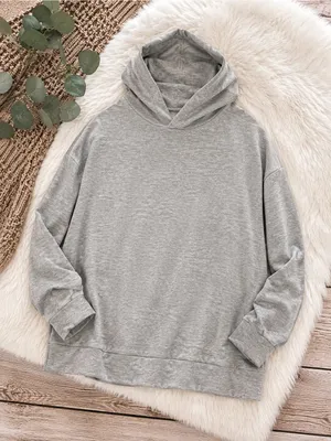 Aerie Light Gray Hooded Pullover Sweatshirt thumbnail 1