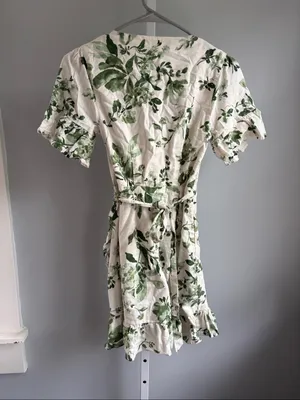 Abercrombie & Fitch Green Floral Wrap Mini Dress Ruffle Hem XXS thumbnail 5