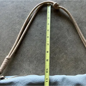 London Fog Travel Bag Houndstooth Brwn Barrel Duffle Leather Light Blue Bag thumbnail 7