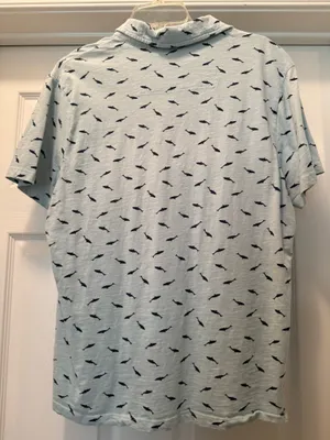 Industry Men's Light Blue Patterned Polo Shirt thumbnail 2