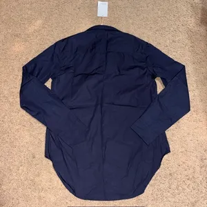 Quince Organic Cotton Poplin Long Sleeve Shirt Button Down Navy Blue XS thumbnail 5