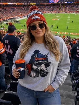 Denver Broncos Bronco wearing a Beanie Gray Sweatshirt thumbnail 1