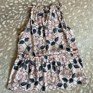 LOFT Outlet sleeveless floral top ruffle neckline. Size Medium. NWT thumbnail 4