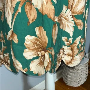 Maeve By Anthropologie Green and Tan Floral Tunic thumbnail 5