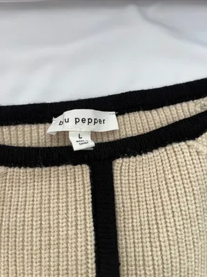 Blu Pepper Beige Mini Skirt with Black Trim and Bow Details thumbnail 2