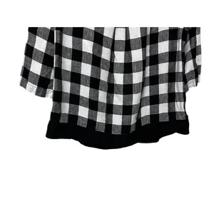 J Jill Womens Gingham Linen Top L Black White Checkered Relaxed Fit Classic‎ thumbnail 6
