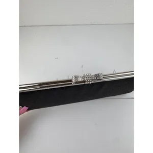 INC International Concepts Black Glitter Evening Clutch Rhinestone‎ Bow thumbnail 2