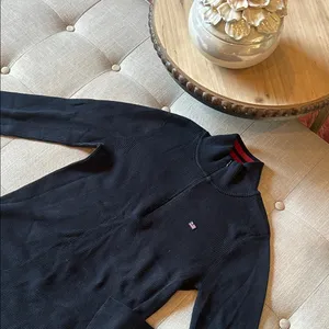 Ralph Lauren Polo Jeans Navy Red Quarter Zip Sweater Size Large thumbnail 5
