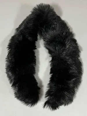 Black Fur Winter Scarf Shawl Wrap — Length: 30 in. 🖤 thumbnail 1