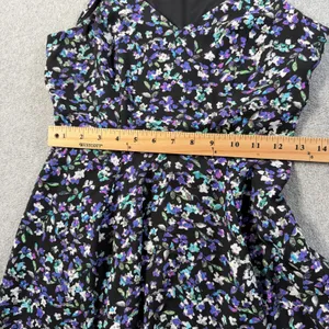 Express Women's Size 0 Black Floral Halter Neck Sleeveless Fit & Flare Dress thumbnail 8