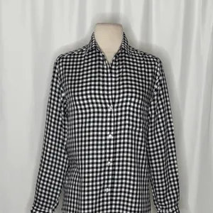GRAYSON The Hero Black White Gingham Button Front Shirt Blouse Size 02 Small thumbnail 3