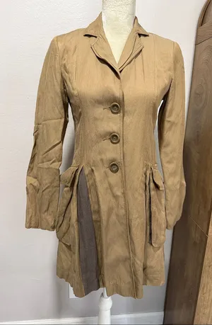 CAbi Tan Tailored Button-Front Trench Coat #840 thumbnail 1