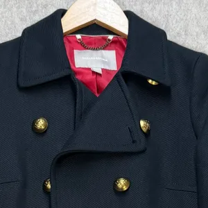 Banana Republic Womens‎ Black Double Breasted Peacoat Gold Buttons XS Preppy thumbnail 2