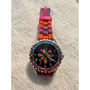 Accutime Women's Multi-color Rainbow Flower Silicone Analog‎ Quartz Watch thumbnail 3