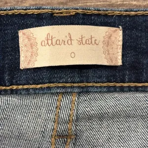 Altar'd State Blue Jean Shorts High-Waisted Cuffed Size 0 thumbnail 3