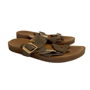 Top Moda Pleather Double Buckle Slip-On Footbed Slides thumbnail 4