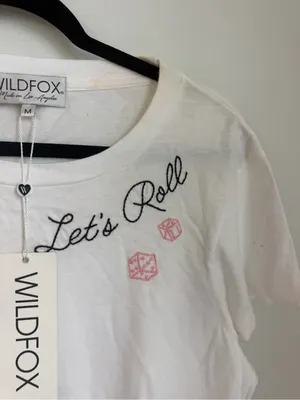 Wildfox White 'Let's Roll' Tee with Pink Dice thumbnail 2