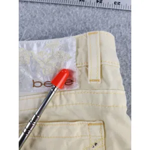 Vintage 90s y2k skirt Bebe‎ Butter Yellow mini micro rhinestone SZ 26 Waist 30" thumbnail 15