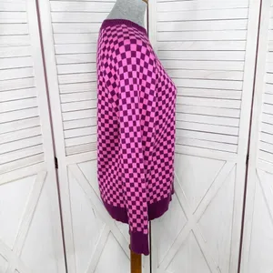 Future Collective Check Pullover Sweater Pink‎ Purple Small Pink thumbnail 4