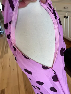 Pink Brown Polka Dot Silky Dress Halter Open Back Mini thumbnail 11