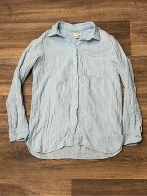 J. Crew Light Blue Cotton Gauze Button Up Shirt Women’s XS thumbnail 2