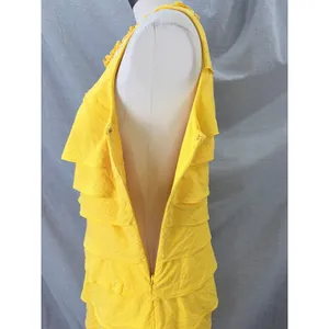 S.L. Fashions Yellow Tiered Ruffle Dress Beaded‎ Neckline 14 Vacation thumbnail 12