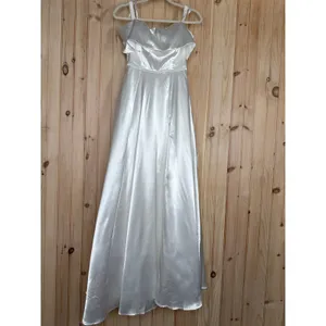 NWT Lulus Greatest Hits White Satin Off-the-Shoulder Maxi Dress Bridal Wedding S thumbnail 2