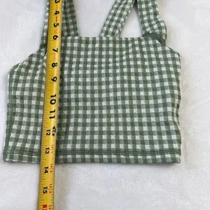 OFFLINE By Aerie Womens Gingham Stretch Medium Support Sport Bra Green XXS thumbnail 2